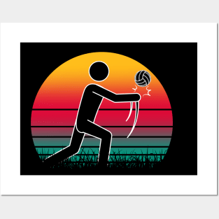 Travel back in time with beach volleyball - Retro Sunsets shirt featuring a player! Posters and Art